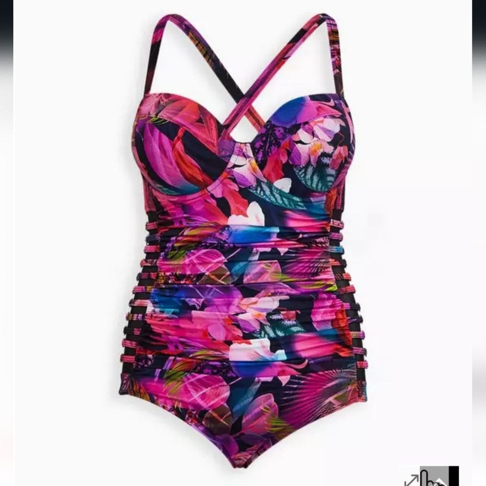 Lattice Side Underwire Sexy Swimsuit Size 2 2X D/DD  Torrid - Picture 6 of 12